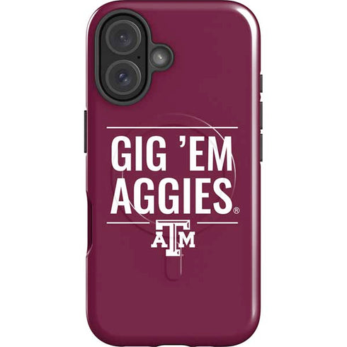 Texas A&M University Gig Em Aggies iPhone 16 Plus Magsafe Impact Case